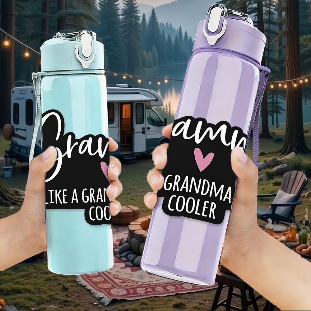 1PC Grammie Like A Grandma Quote Print 750ml Color Plastic Sports Water Bottle Leakproof Flip Straw Lid Suitable for Sports Office Home Use