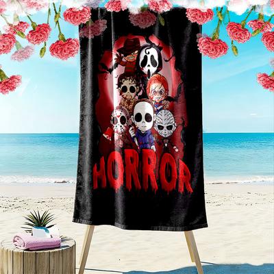 Chibi Chucky Freddy Krueger Print Beach Towel, Large Soft Quick Dry Towel for Beach Camping Swimming