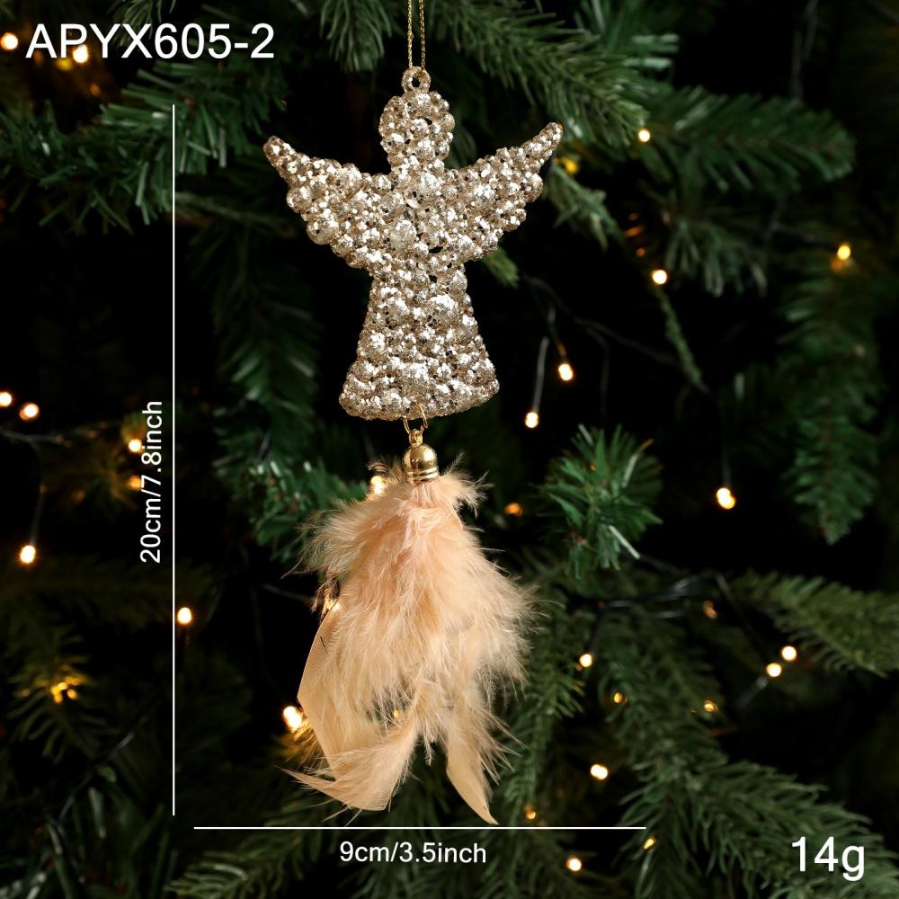 Christmas Tree Pendants White Feather Snowflake Angel Bell Hanging Ornament New Year Party Window Wall Christmas Decoration