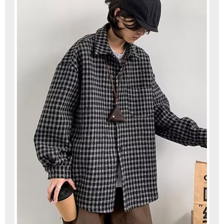 Dimanaf 2025 Jarní košile s dlouhým rukávem Dámská halenka Módní kostkované topy volné Nové