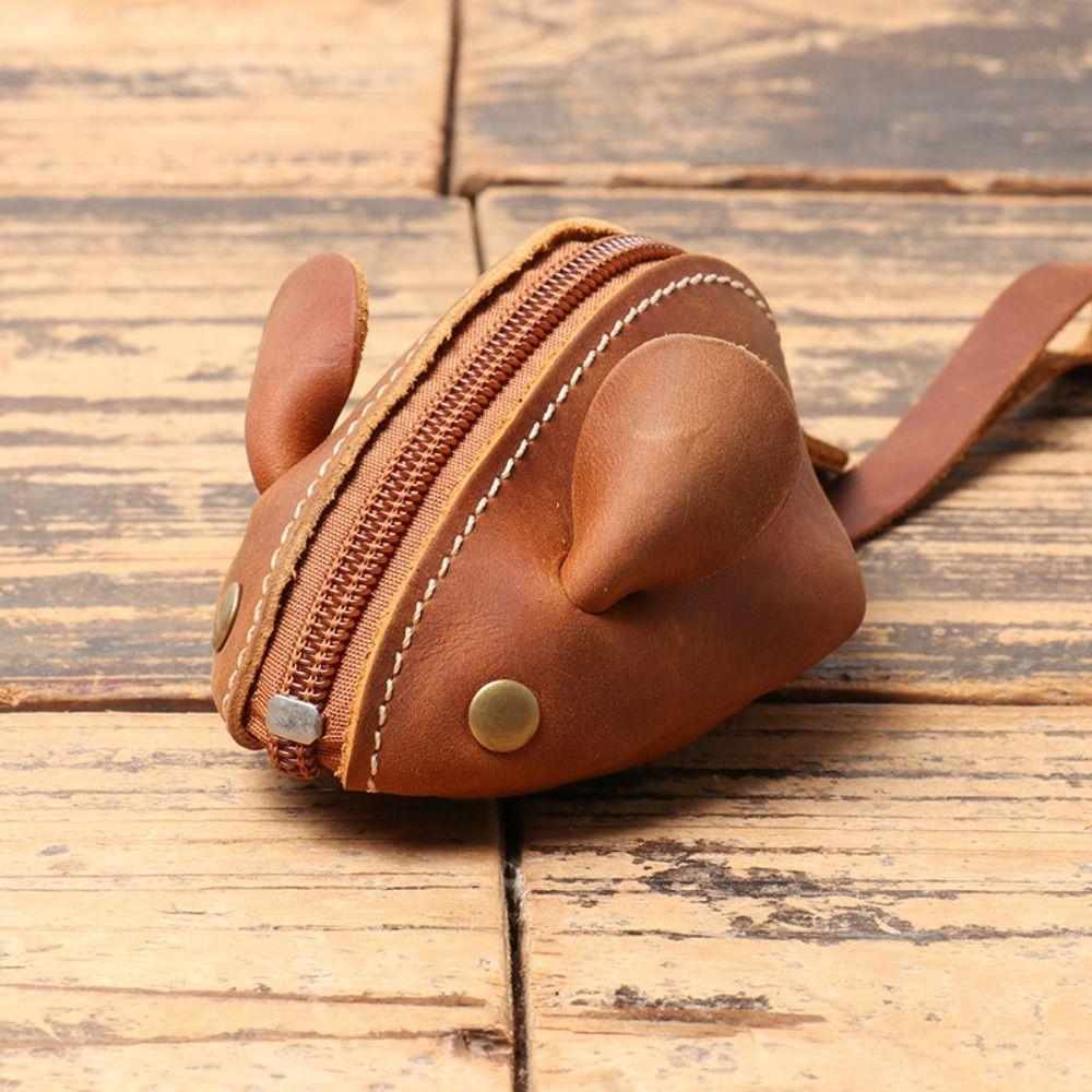 Retro Mouse Purse Cute Storage Bag Card Holder Bag Zipper Key Bag  Student