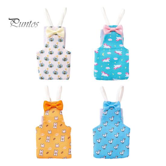 Parrot Hygiene Accessory Diaper, Cute Cartoon Print Bird Diaper with Bow, Reusable Nappy Flight Suit for Cockatiels Lovebirds Budgerigars Clothing