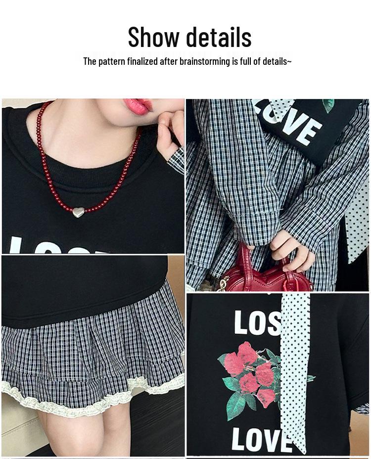 2025 Girls' Fashionable Autumn Two-Piece Set: Sweatshirt & Half Skirt