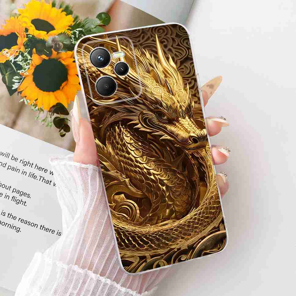 For Realme C 35 C35 Case 2022 Gold Dragon Cover Soft Silicone Fundas For Realme Narzo 50A Prime RealmeC35 Phone Case Bags