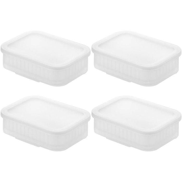 Yamazaki Warmable Standing Frozen Food Container L Clear (4-pack) tower with Colander, Microwave, Freezer, Dishwasher Safe, Vertical