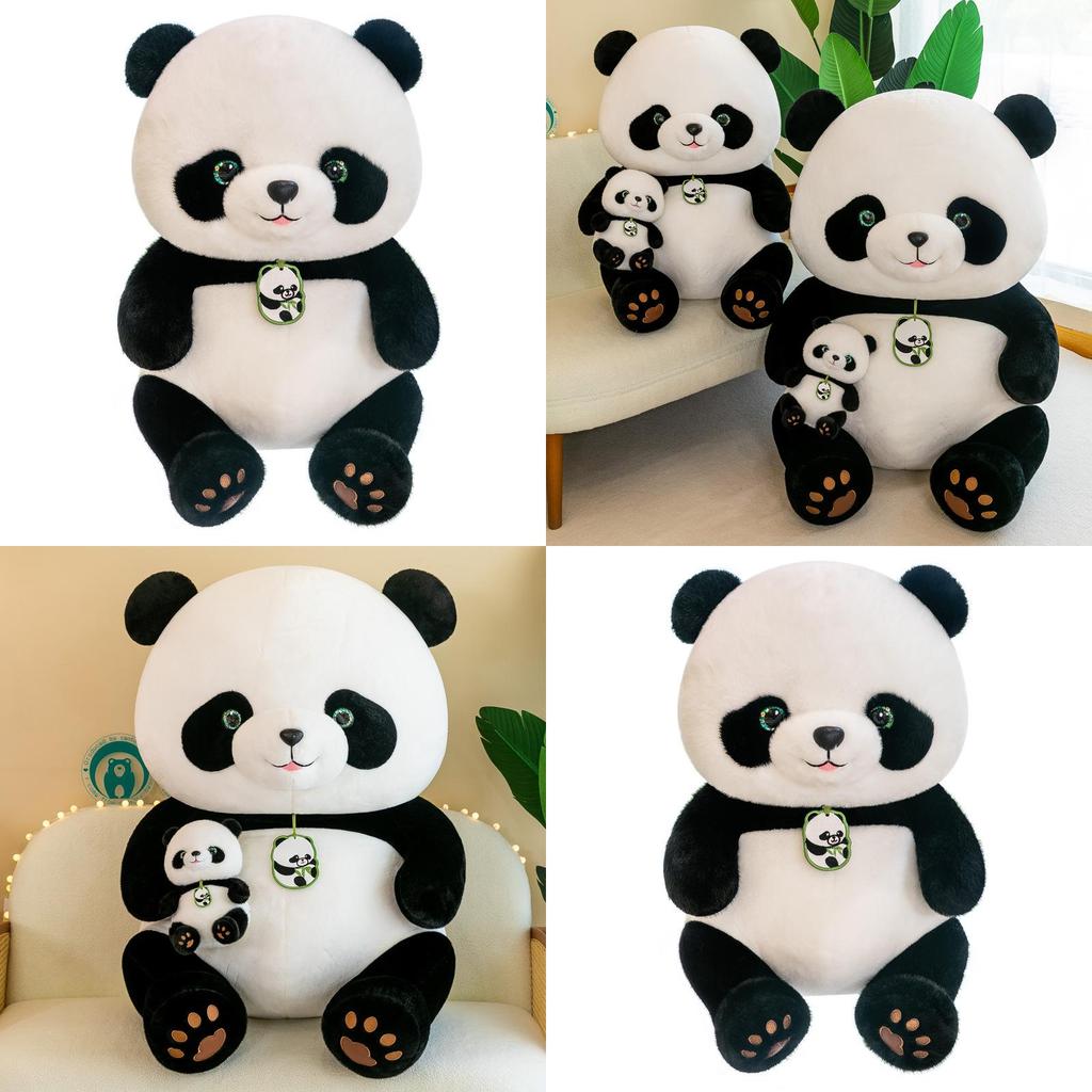 Adorable Panda Plush Toy Stuffed Animal Pillow 36cm 0.33kg Short Hair Cartoon Style