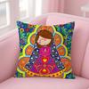 Cartoon Virgin Mary Art Pillow Case Sofa Short Plush Double-sided HD Printing Room Home Office Gift Cushion Cover