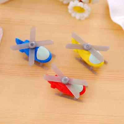 3 Piece Cute Kawaii Helicopter Plain Student Stationery School Office Supplies Children Erasers For Kids Pencil Eraser