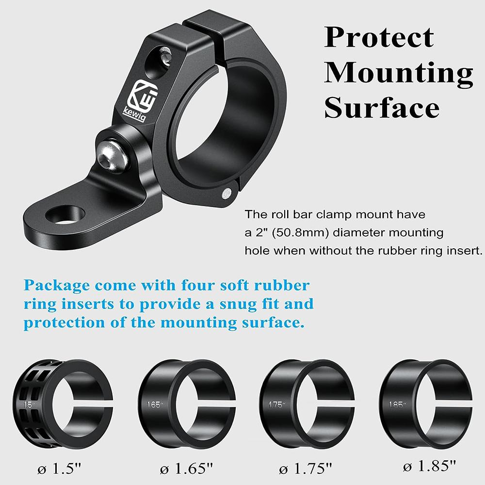 Aluminium Alloy UTV Whip Light Flag Mount Solid Heavy Duty Roll Bar Clamp 360° Adjustable Light Bar Mounts Bracket for Roll Cage