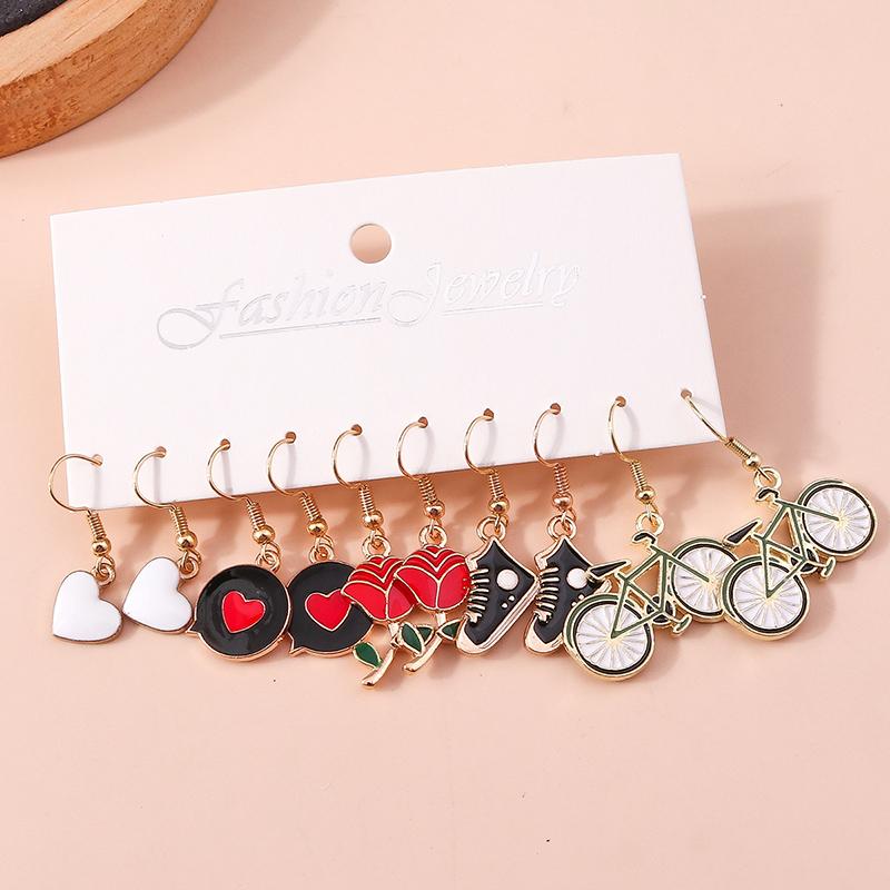 Cute Enamel Love Heart Drop Earrings for Women Girls Animal Flower Butterfly Earrings Kids Jewelry Set Gifts