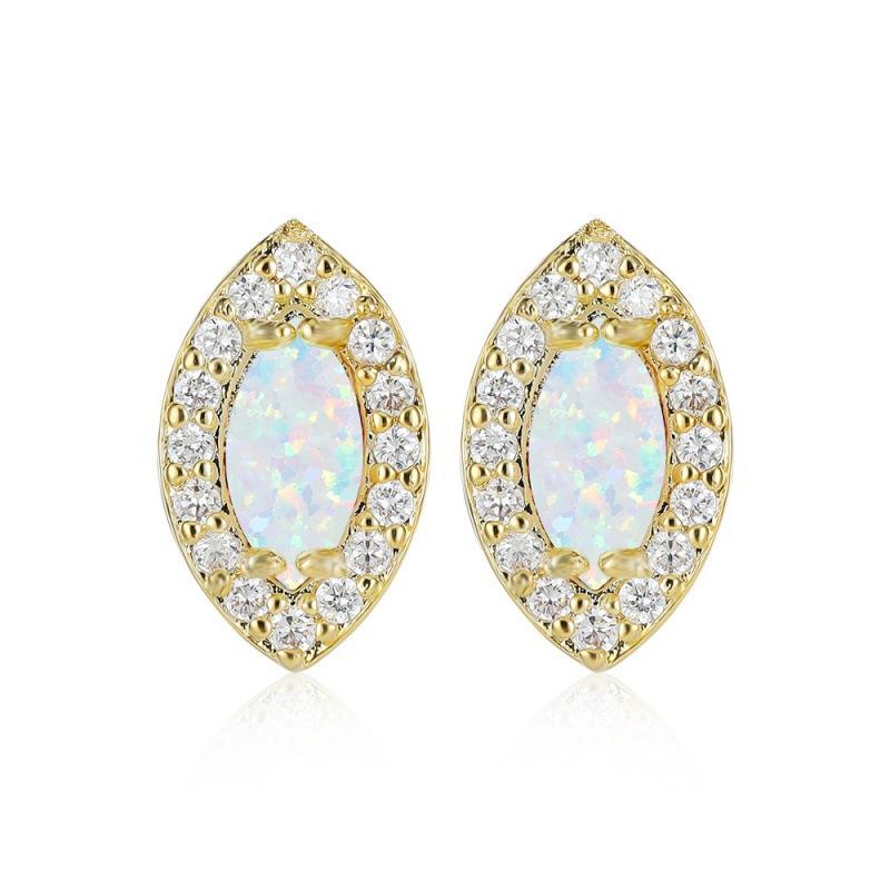 

Vintage trend style gold platinum white edge white full diamond eye shape women s versatile stud earrings