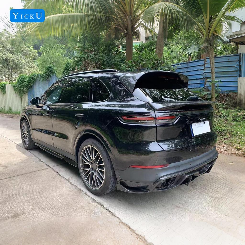 18-23 Porsche Cayenne Carbon Fiber Body Kit: Front Lip, Rear Lip, Side Skirts, Fender Flares, Roof Spoiler & Wind Deflectors