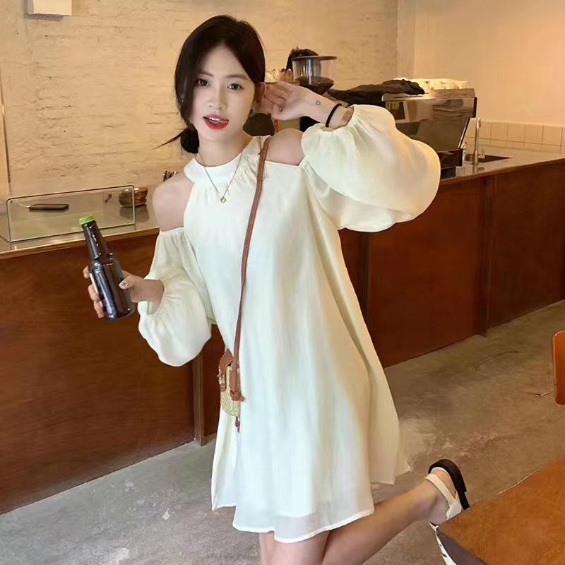 French design high-end fairy dress first love off-the-shoulder neck dress women's short skirt coffee break summer women's clothing