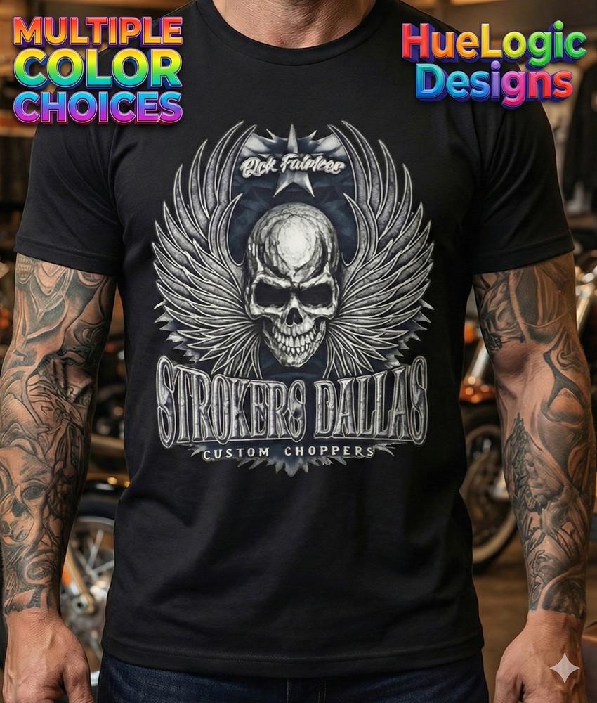 Футболка Rick Fairless Strokers Dallas Biker с кастомными чопперами и мотоциклом Harley, унисекс XL