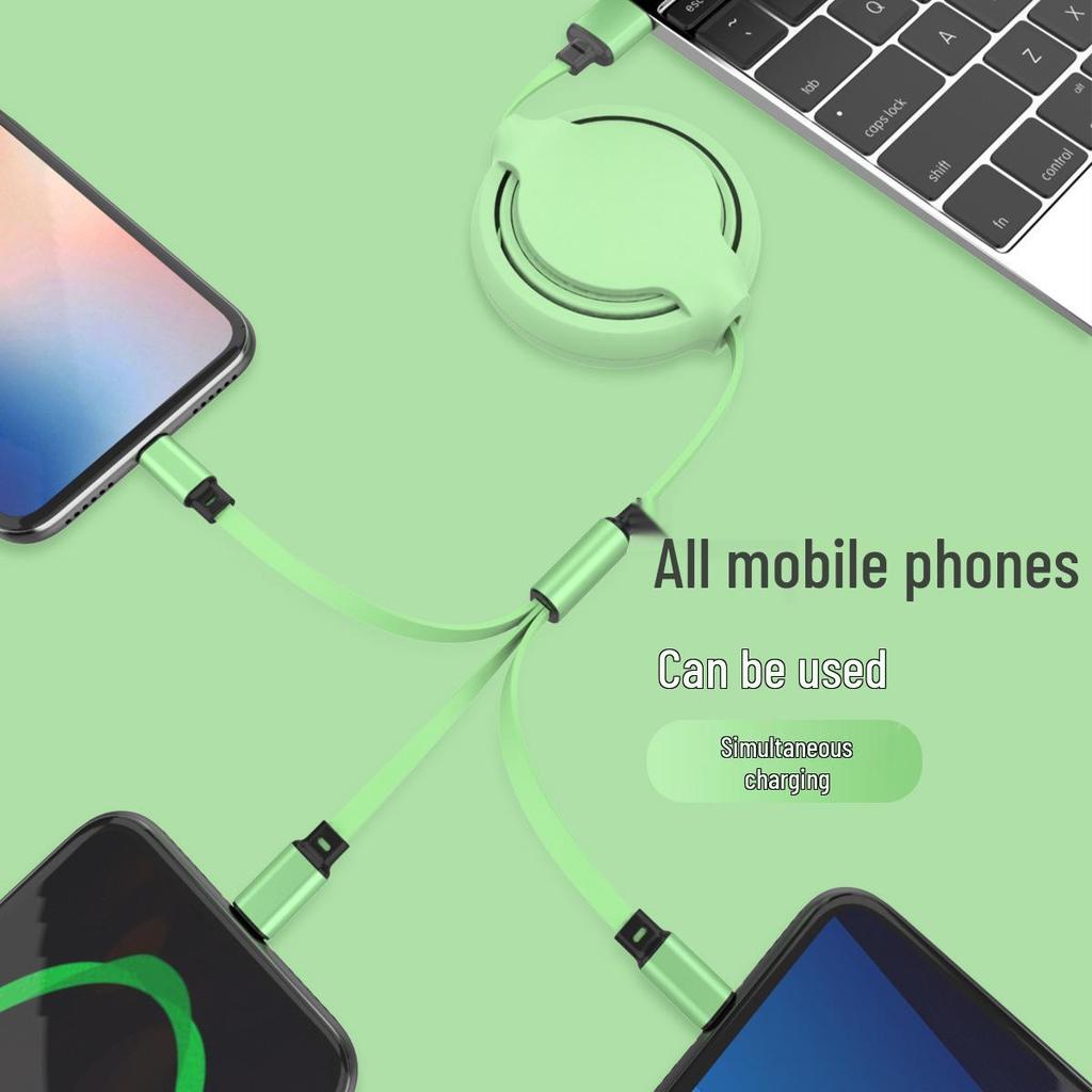 Silicone Retractable 3-in-1 Charging Cable with Logo - Universal Mobile Promotion Gift