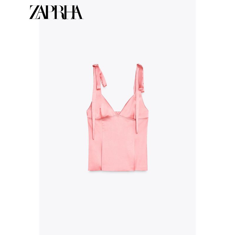 Zaprha 2025 New Arrival Bowknot Decoration Silk Satin Texture Intimates Strap Tops Female Outwear 3059371