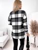 2021 Plaid Print Long Sleeve Woolen Coat with Shirt Collar