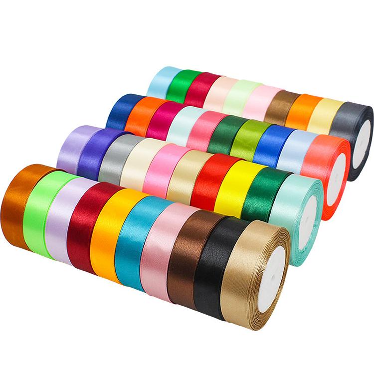 Factory Wholesale 1.5 Inches Single Sided Pastel Satin Ribbon Decorative Polyester Fabric Solid Logo Hair Gift Decoration