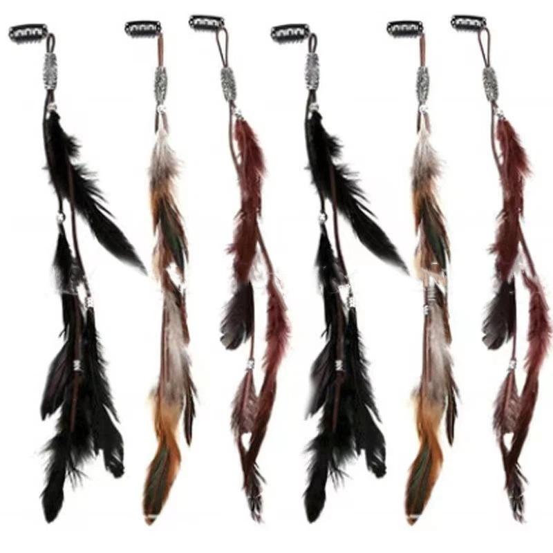 1/3Pcs Hair Accessories Vintage Bohemian Tassel Hair Clips With Faux Feather Design For Parties Balls And Beach-Style Outfits