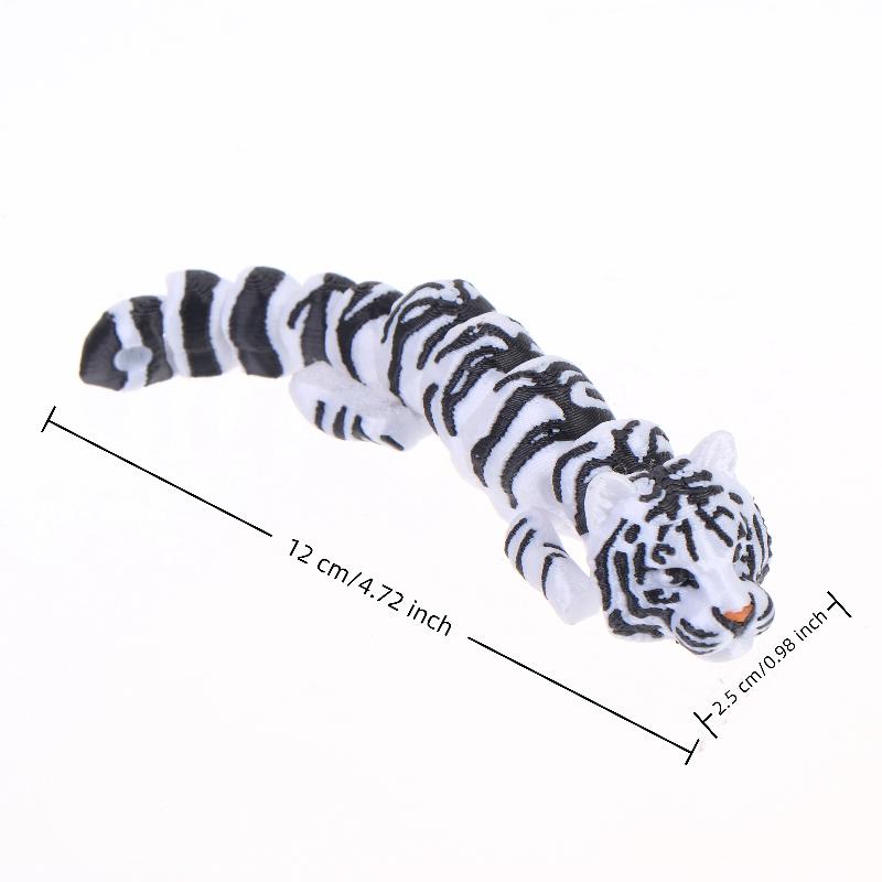 3D Printed Articulated Tiger Statue Smooth Edges Movable Joints for Living Room Shelf Decor