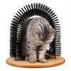 Selbstpflege-Bogen für Katzen mit abnehmbarem Borstentunnel und Kratzbasis für Massage und Spiel für Kitten im Innenbereich