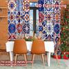 Set Of 2 Flat Printing Curtains Without Rod Colorful Tiles Festival Creative Fabric Decorations Outdoor Curtain Polyester