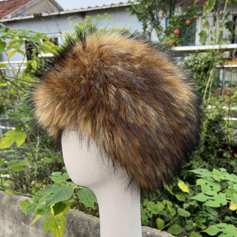 Unisex Thick Fur Dome Cap Retro Warm Flat Top Hat Outdoor Winter Accessories