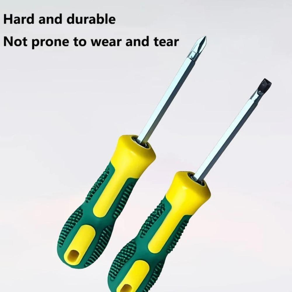 This dual-head screwdriver, with a cross and a straight head in one, is hard, durable and not prone to wear