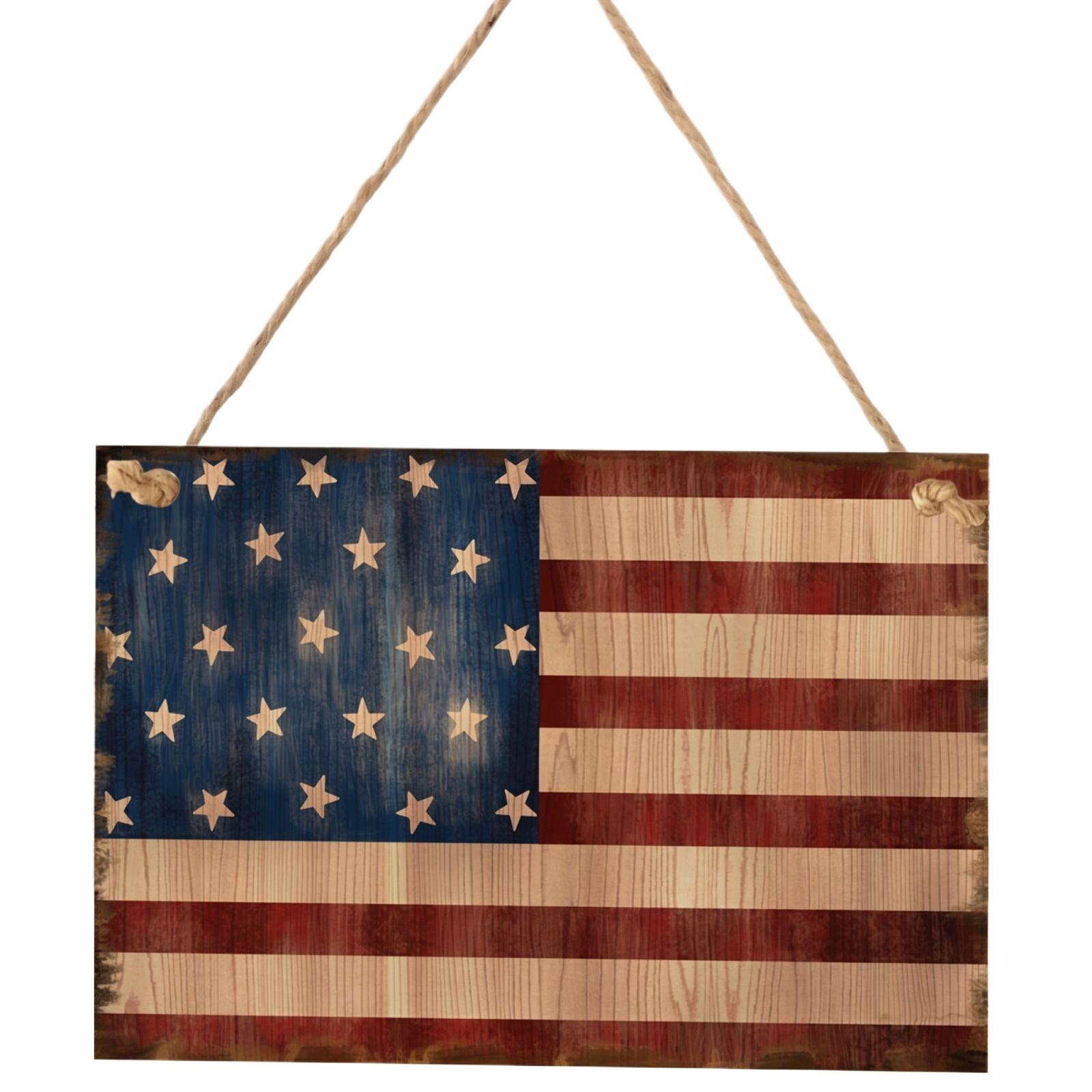 

Wooden Hanging Wall Decor with Statue of Liberty and Liberty Text Rustic Style American Independence Day Theme Decoration for Home and Office One Size