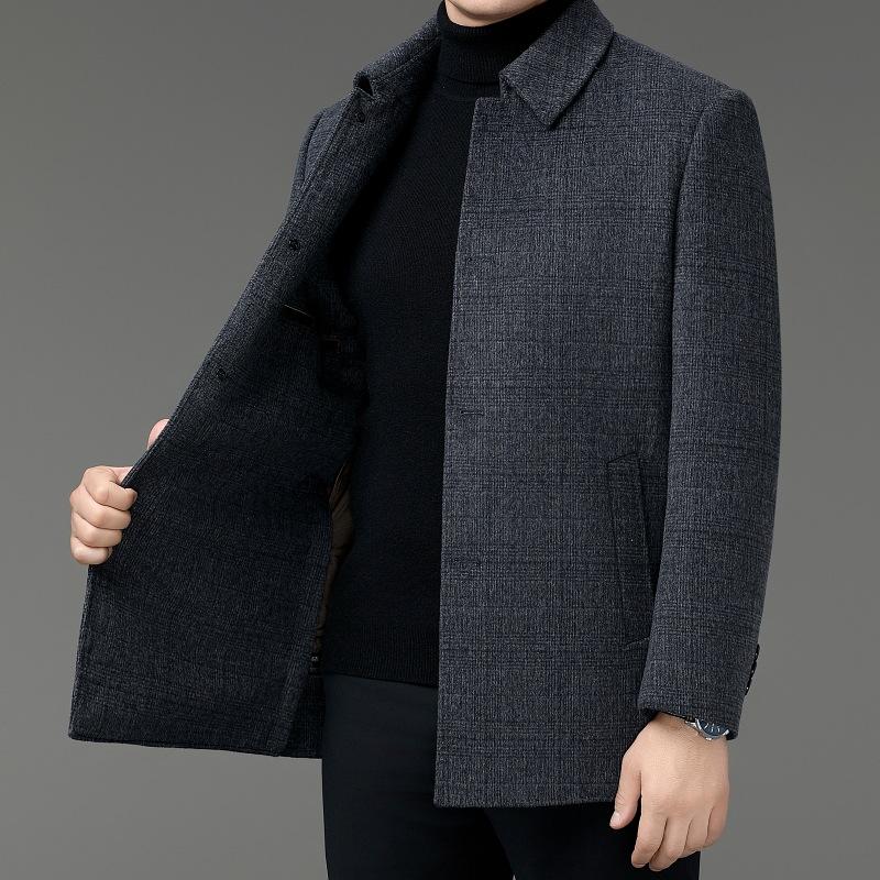 Winter Thickened Double-sided Woolen Cashmere Coat for Men, Medium-length, Middle-aged and Elderly Dad's Clothing, Warm Woolen Woolen Coat
