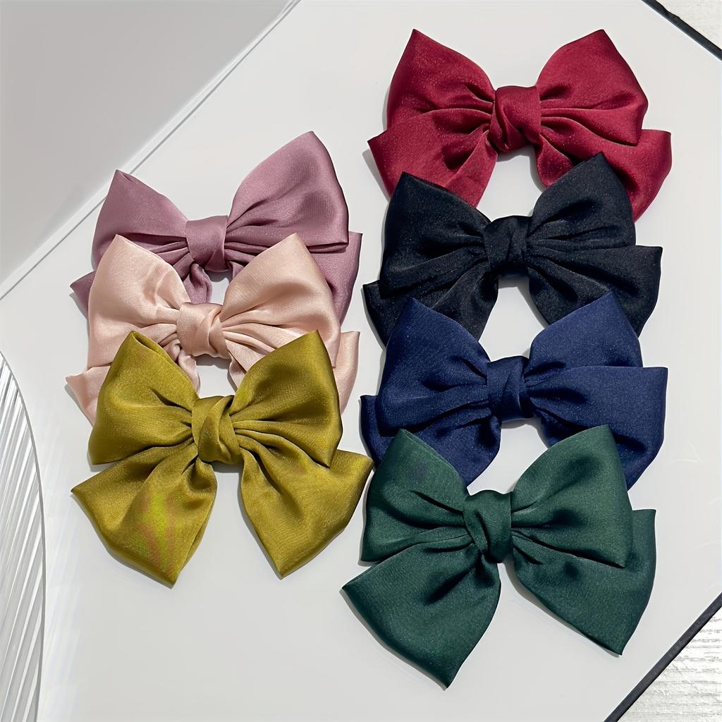 high quality7pcs/6pcs Spring and Summer Sweet Temperament Fabric Bow Hair Clip ins Princess Style Bang Clip Edge Clip Women's Hair Accessories