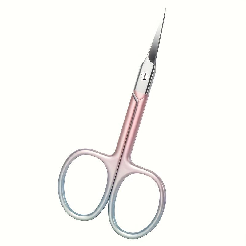 Gradient Nail Cuticle Scissors with Sharp Stainless Steel Blades Professional Precision Curved Tip for Nail Foot Brow Lash