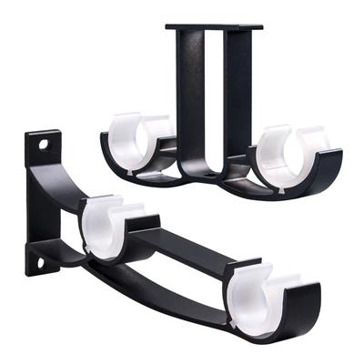 1pc Double Curtain Rod Brackets Window Hardware Holder Home Decor Side Top Mounted Easy To Install