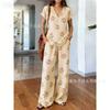 Y116 Summer Loose Top Wide-leg Pants Two-piece Women's Clothing European and American Fashion Suit