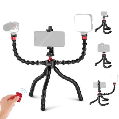 Trípode flexible NEEWER T91 con 2 brazos mágicos, minitrípode de viaje, trípode para teléfono inteligente, trípode de sobremesa para grabación de vlogs y soporte para cámara