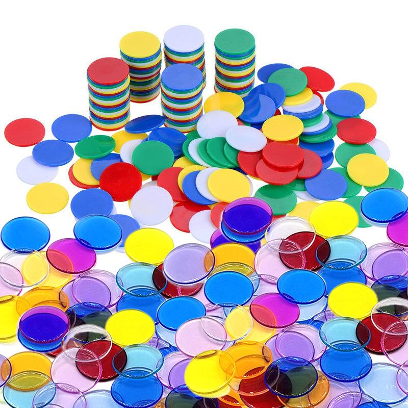 50 100 200 Pezzi 19mm Plastica Gettoni Fai da Te Segnalini Colore Trasparente Monete Gioco da Tavolo Accessori Bingo Monete Gioco Didattico Tmz