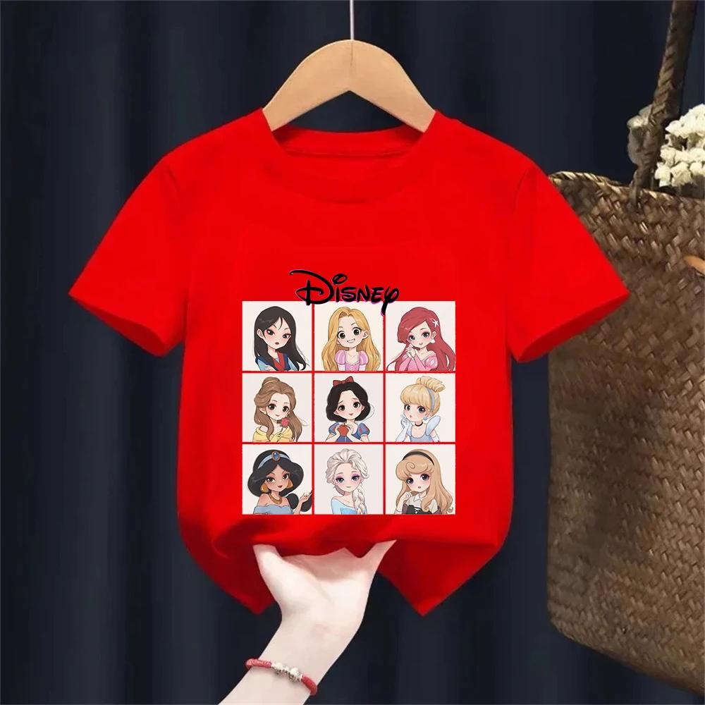 100% Cotone Principesse Disney Anime Estate Nuova Moda Multiple Cotone Bambini Cartoni Animati Magliette Girocollo Manica Corta