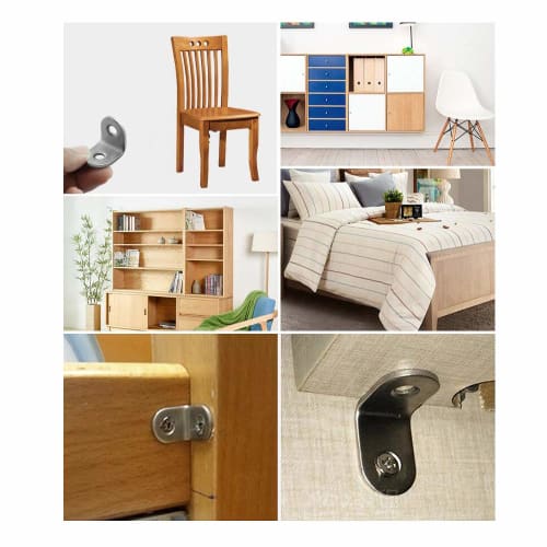 Set of 16 L-Shaped Angle Brackets, 20 X 20 X 16mm, Stainless Steel, Right-Angle Brackets, L-Shaped Brackets, Shelf Brackets, Angle Brackets, with 32 S