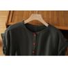Women Solid Color Ruffle Linen Cotton Shirt Casual Cap Sleeve Breathable Summer Blouse