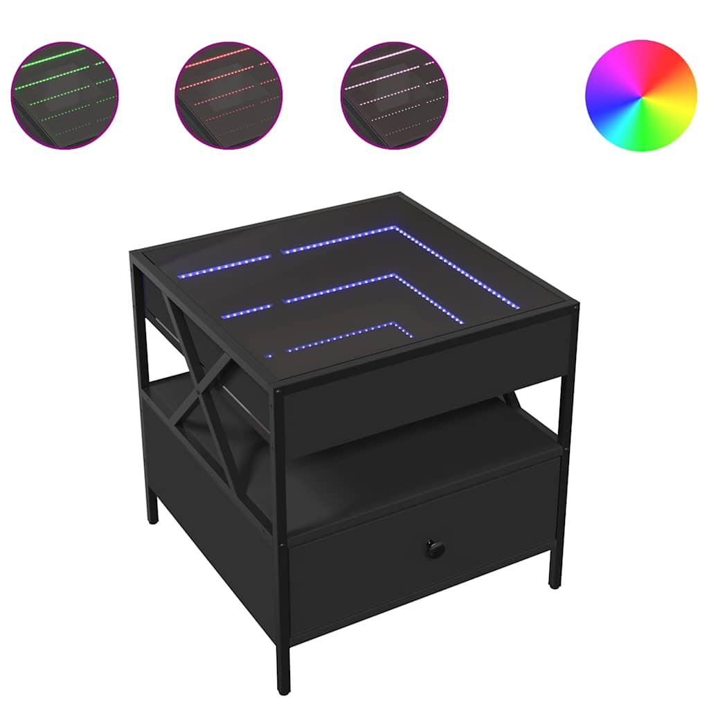 Stolik Kawowy Z Led Infinity, Czarny, 50X50X51 Cm