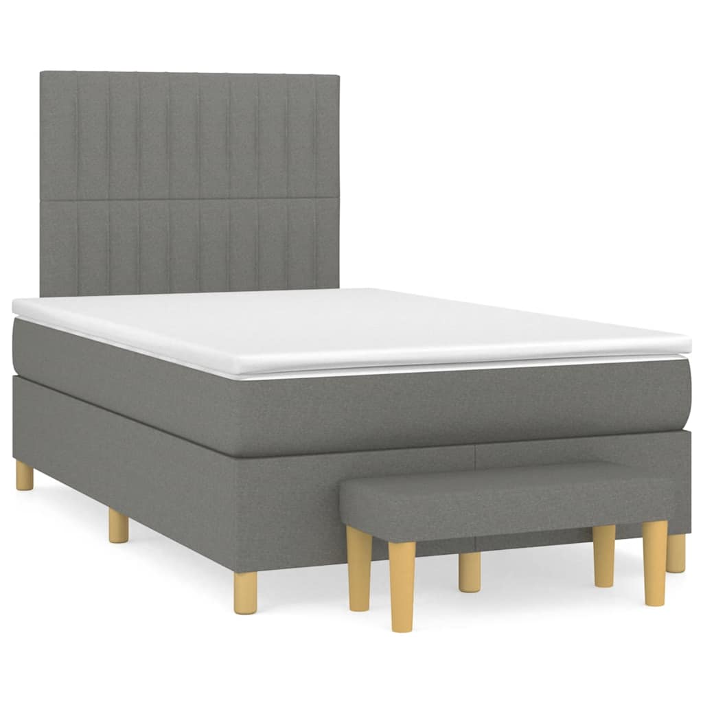 Vidaxl Letto Continentale Con Materasso, Grigio Scuro, 120X190Cm Tessuto