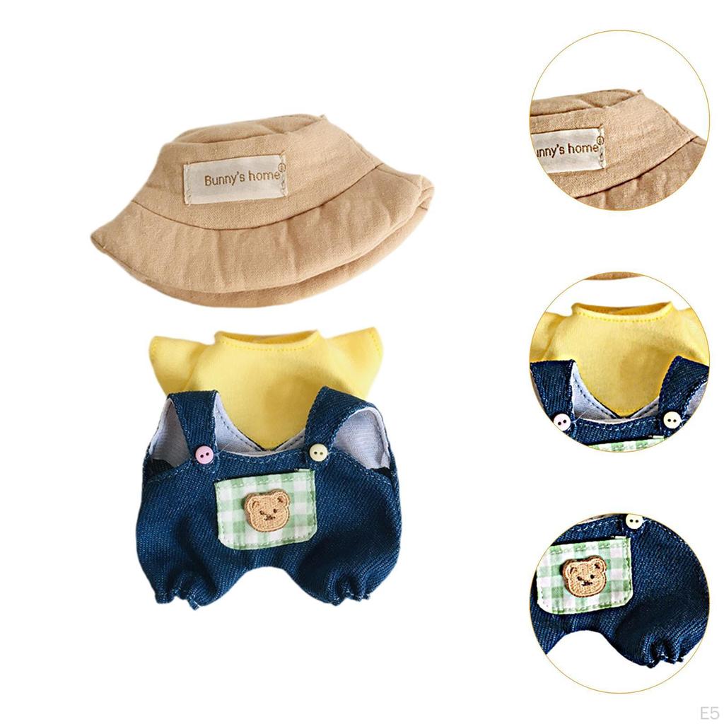 Ubranka dla lalek dla 17cm pluszowych akcesoriów DIY kostiumy kreskówkowe różowe kombinezony w kratę