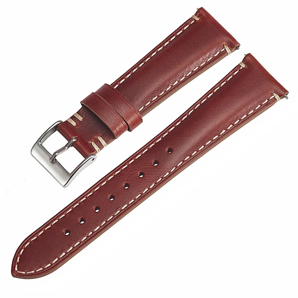 

Retro Calfskin Watch Strap for Seiko Universal cowhide Wristband for Rolex 20/22/24mm Quick Release Watch Bracelet Accessories 20mm красный
