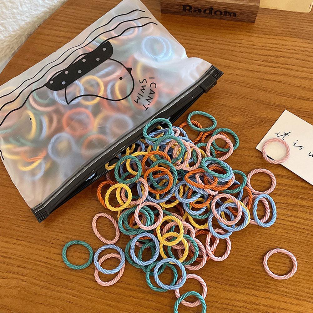 100Pcs/Lot Cute Girls Hair Accessories Rubber Hair Bands Fashion Colorful Elastic Hair Ties Rubber Bands Daily Festival Gifts