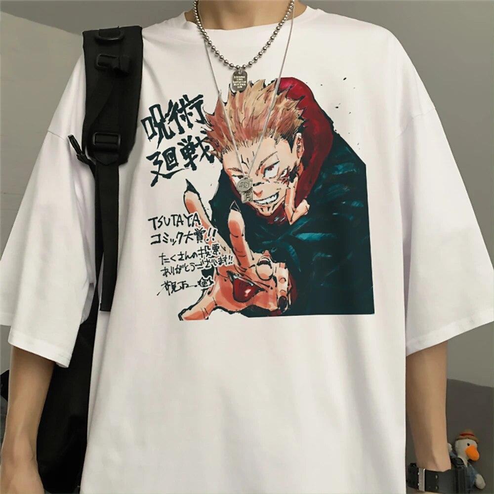 Harajuku Unisex's Tshirt Jujutsu Kaisen Printed Short Sleeve T Shirt Cool Cartoon Anime Casual T-shirt Kawaii Male Streetwear Tops
