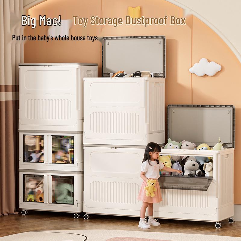Foldable Plush Toy Storage Basket - Extra Large Flip-Top Box for Living Room