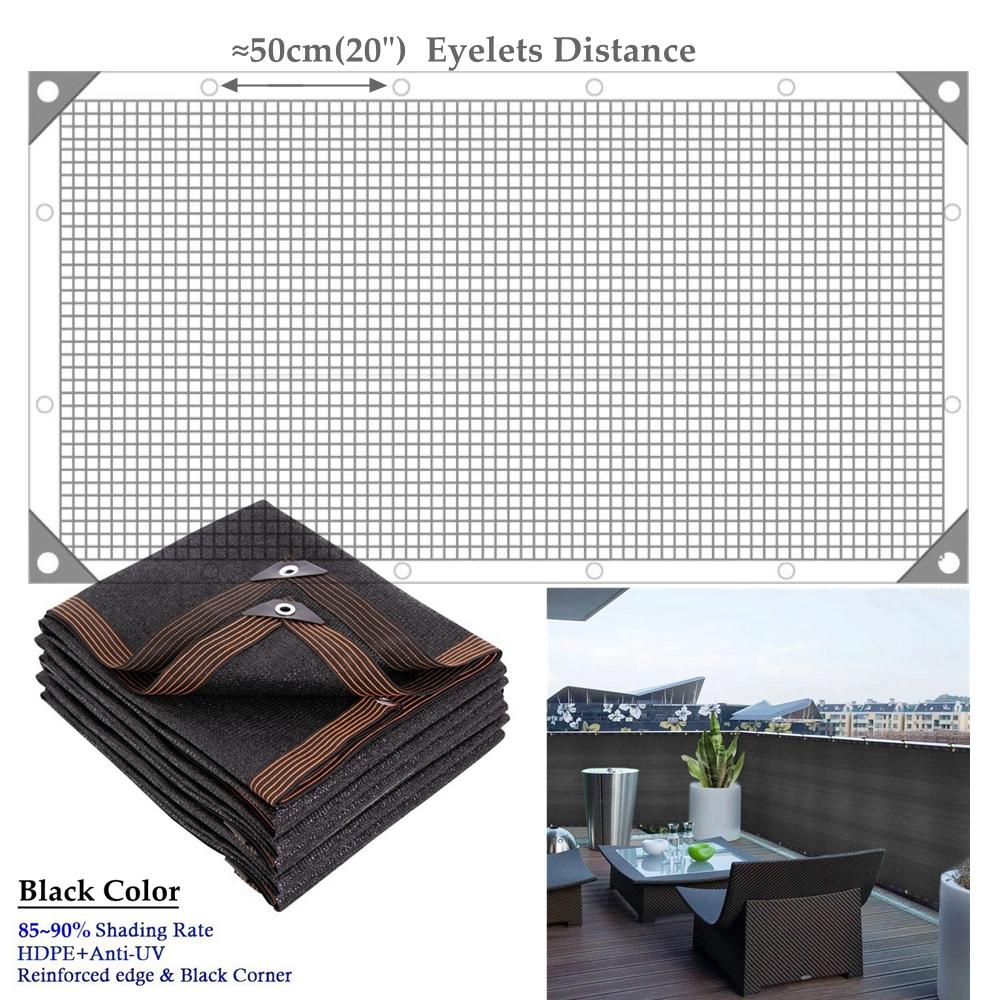 90% Shading Breathable Balcony Privacy Screen Outdoor Sun Shade Net Gazebo Patio Shade Cloth Screen Garden Fence Netting (Black,0.6m x 2m) чёрный