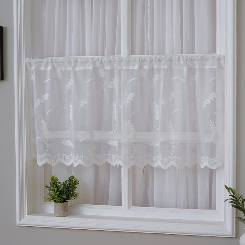 Breathable Sheer White Curtains for Window Stylish Lace Designs Kitchen Dining Decoration