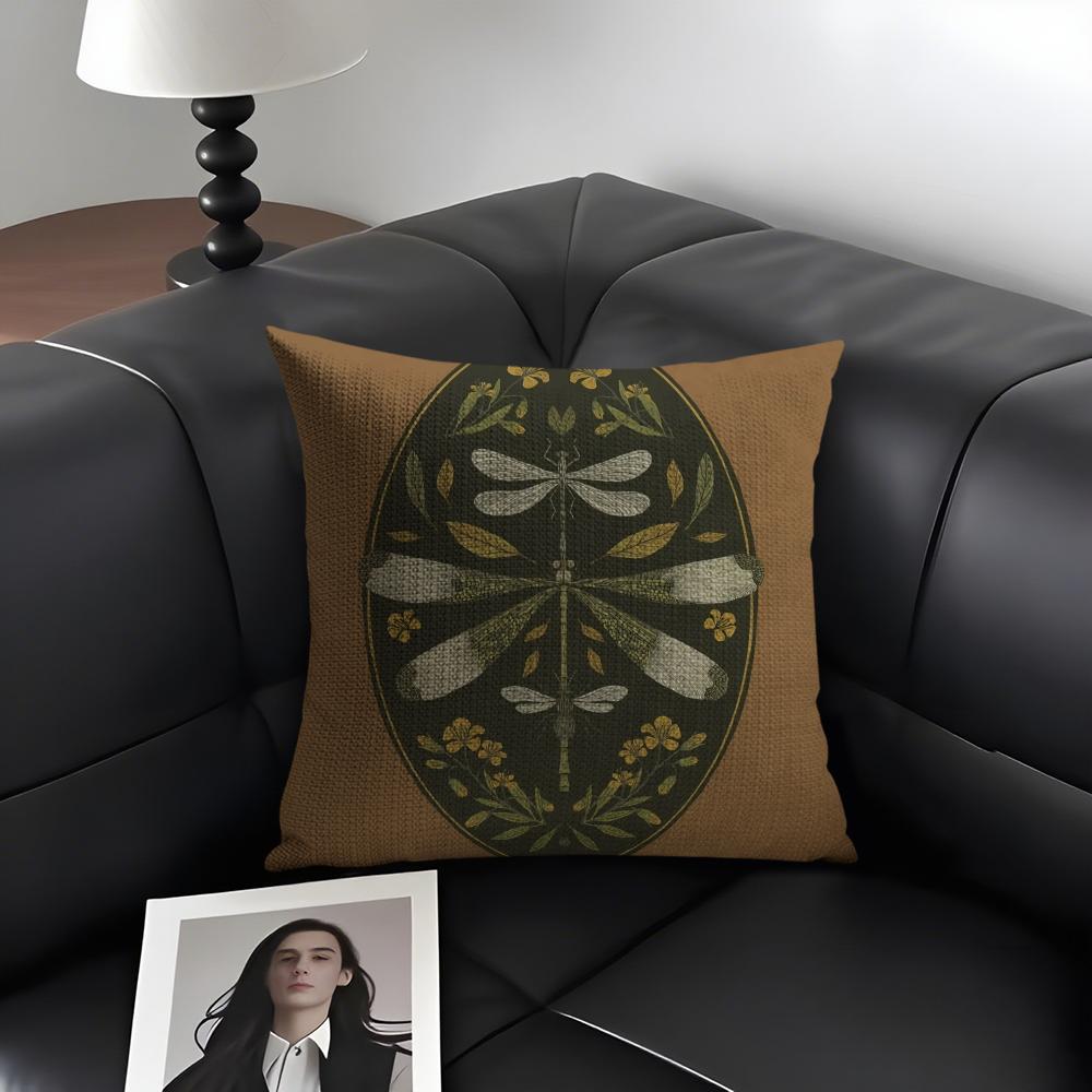 1PC Classic Vintage Vase Cushion Cover Natural Linen Organic Fabric DoubleSided Printing Sofa Home Decor Gift Pillow Case