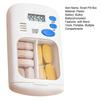 Smart Pill Box with Alarm Clock Portable Travel 3 Compartments Pill Case LCD Display Elderly Timed Remind Medication Dispenser Organizer Container